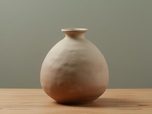 Handgetöpferte Lysandra Flora Keramikvase auf einem Holztisch